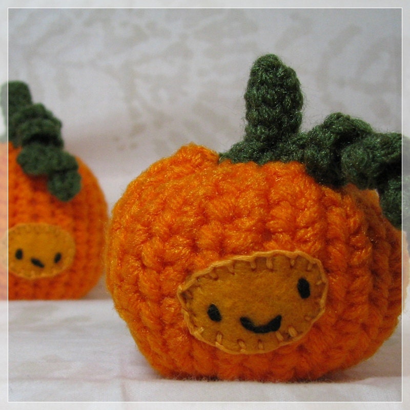 Crochet Pumpkins Halloween Decoration Amigurumi                   Pair of Handmade Chibi Cute Kawaii Set 2
