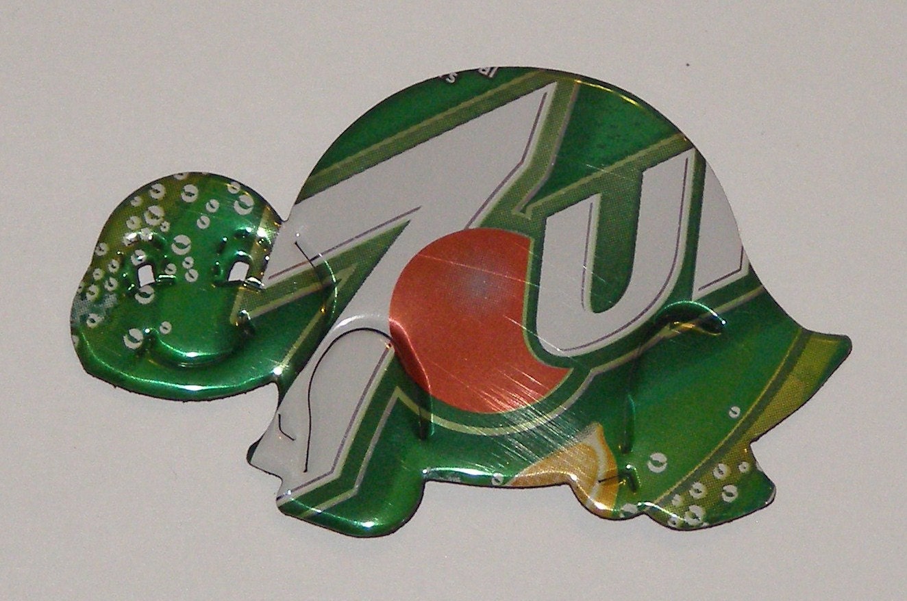 Turtle - Lime Green Lemon Yellow Red Soda Can Magnet