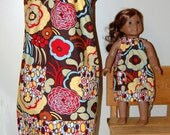 Girls Dress Brown Red Mocca Hoop Neck Pockets with M2M Matching AG American Girl 18" Doll Dress