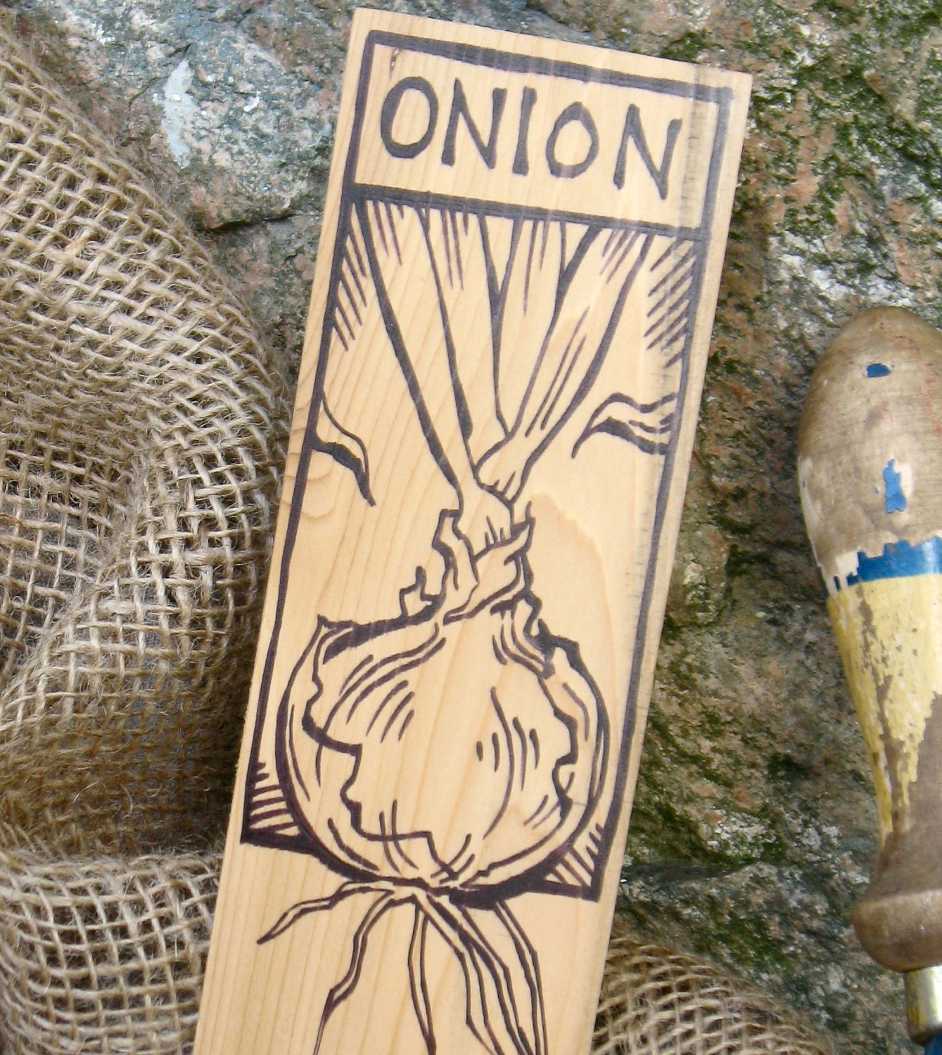 Hand-DRAWN Garden Marker for Onion
