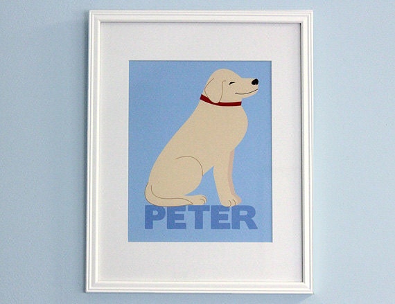 Personalized Puppy Dog Nursery Art - Kids Bedroom Print