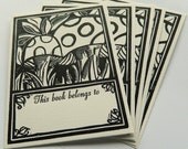 toadstools original linocut letterpress bookplates pk 5