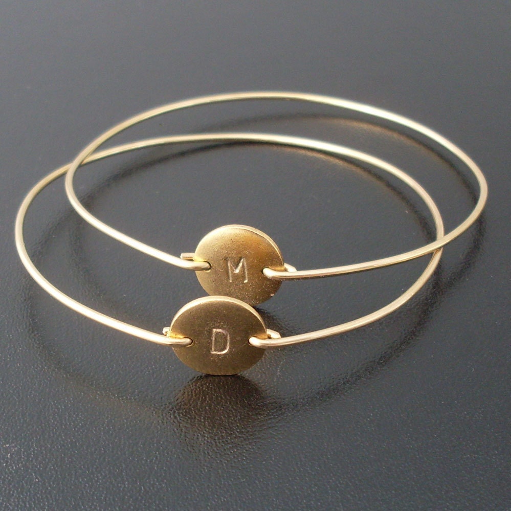 Personalized Custom Initial Bracelet, 14k Gold Filled Bangle, Personalized Hand Stamped Jewelry, Personalized Hand Stamped Bracelet
