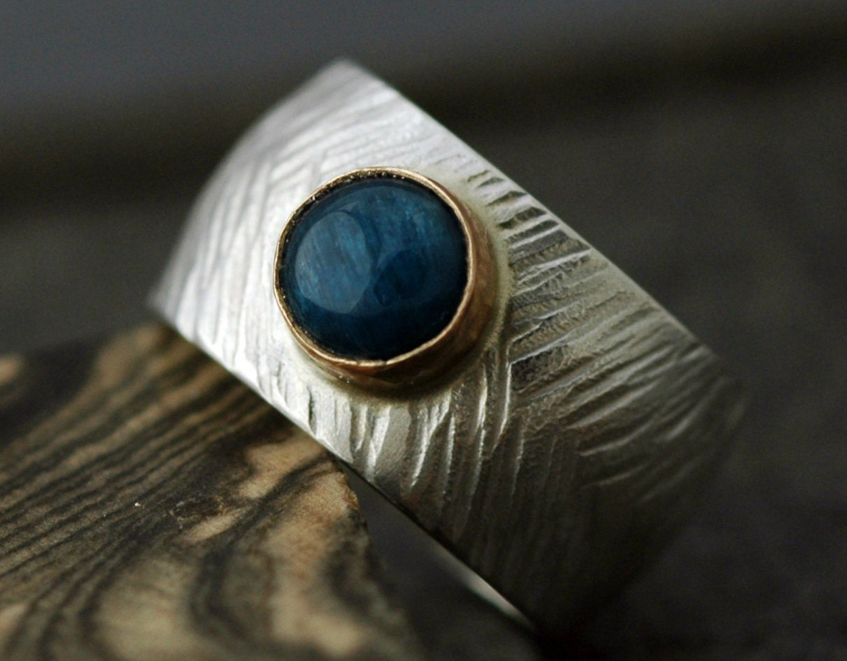 Bright Blue Apatite in Gold and Sterling Silver Ring
