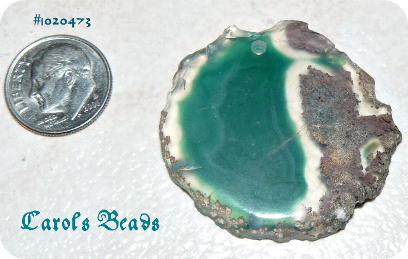 Organic Green Agate Slice Pendant