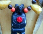 Rose Bear Zuni  Natural Stone Necklace Free Shipping US and Canada