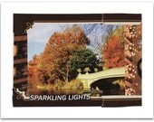 SPARKLING LIGHTS collage art blank greeting card