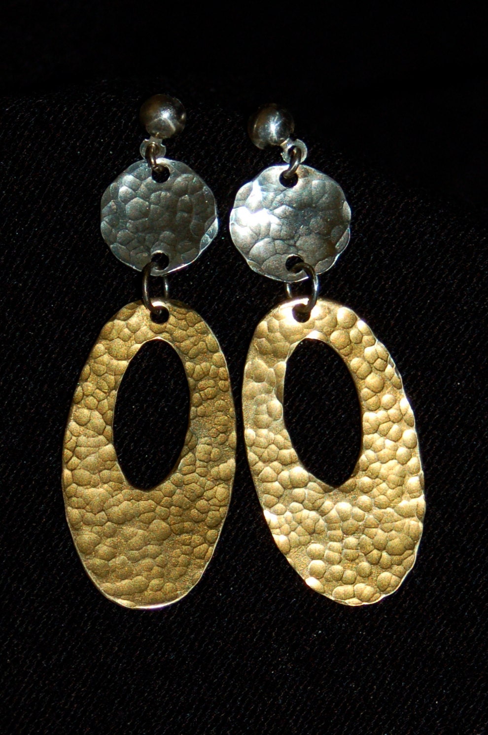 Sterling and brass dangle earrings