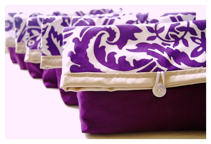 Purple bags and purses: Bridesmaid Clutch Wedding black blue Set 6 Party Design Your Own Handmade Pouch Wedding Make Up tagt team