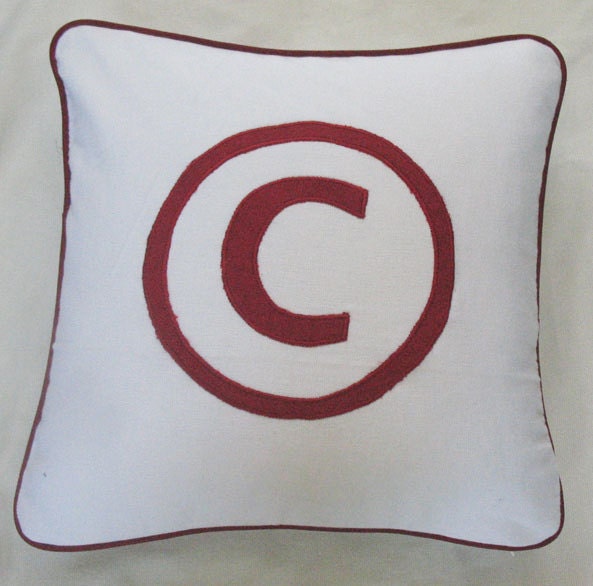copyright symbol/ sign throw pillow 16 inch black and white and cushion cover