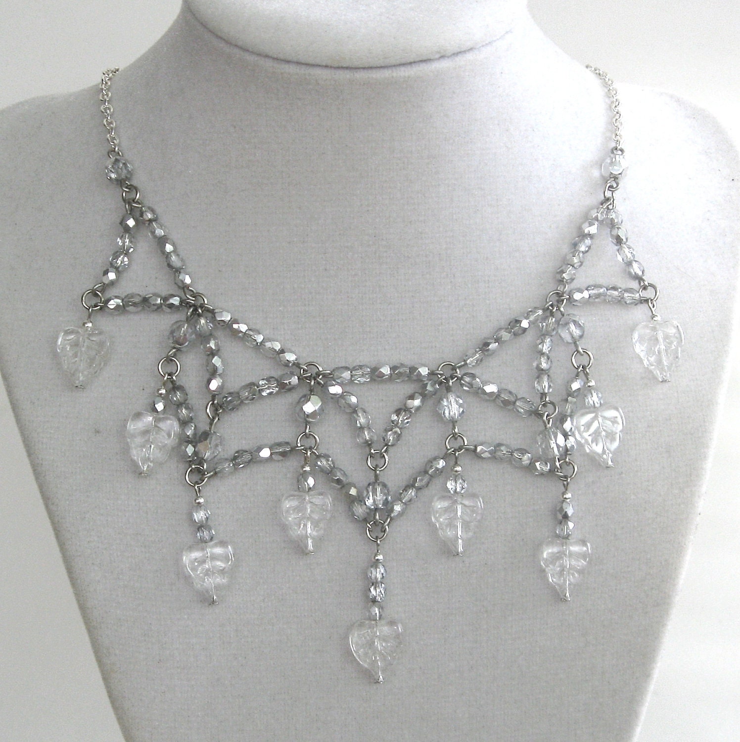 Crystal Web in SILVER - Exclusive Signature Necklace/Circlet in new and vintage crystal Signed by Jeanie Schelgel