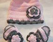 Baby/Reborn Girl Crochet Mary Jane Booties and Hat, 0/3, 3/6, 6/9 months  10030 MADE TO ORDER