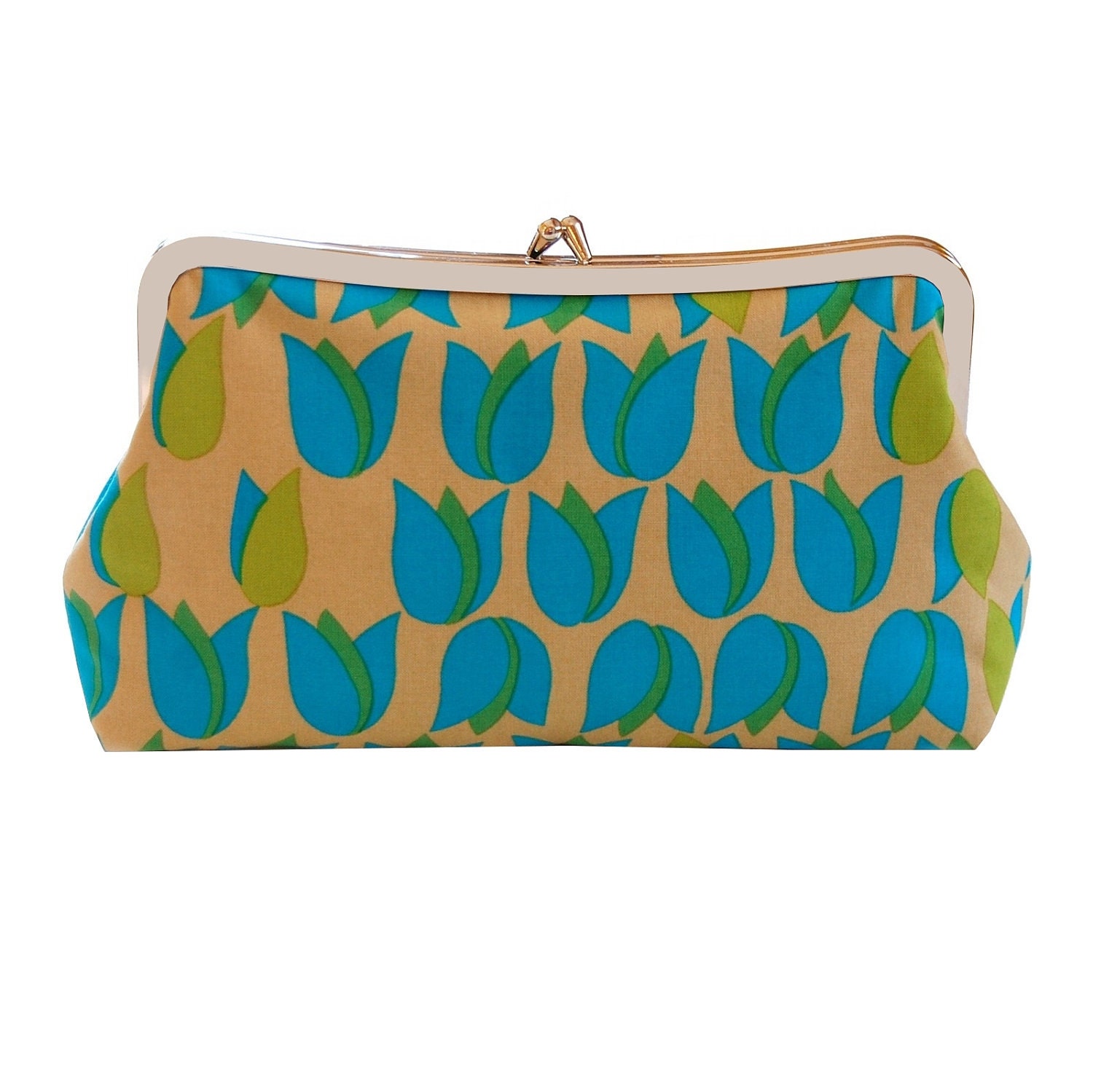 Clutch purse with Aqua tulips