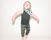 Hand Printed Baby Leggings in Gold and White on Black 'Snakeskin' Print