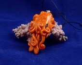 Orange Cuttlefish Necklace - Handmade Polymer Clay Jewelry