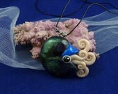 Deep Space Nautilus Necklace - Polymer Clay Cephalopod Jewelry