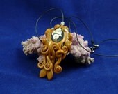 Brass Steampunk Cuttlefish Necklace - Handmade Polymer Clay Jewelry