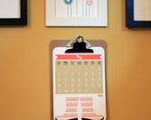 2012 Calendar Wall Hanging Clipboard in Rain Boot Designs