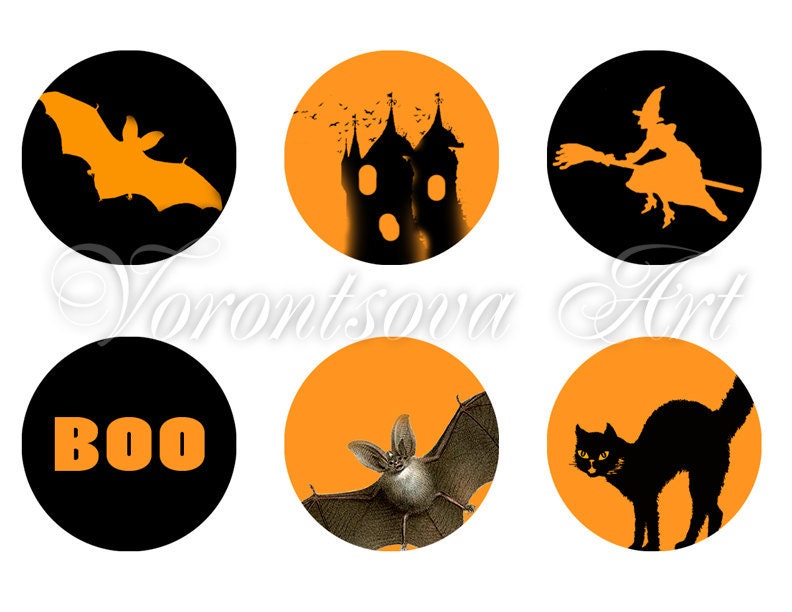 Halloween decoration - Bottle cap 1 inch Circle image. Digital Printable sheet. 8271