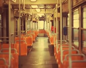 Seats of Milan tram - 6x8 wall decor - orange - autumn colors