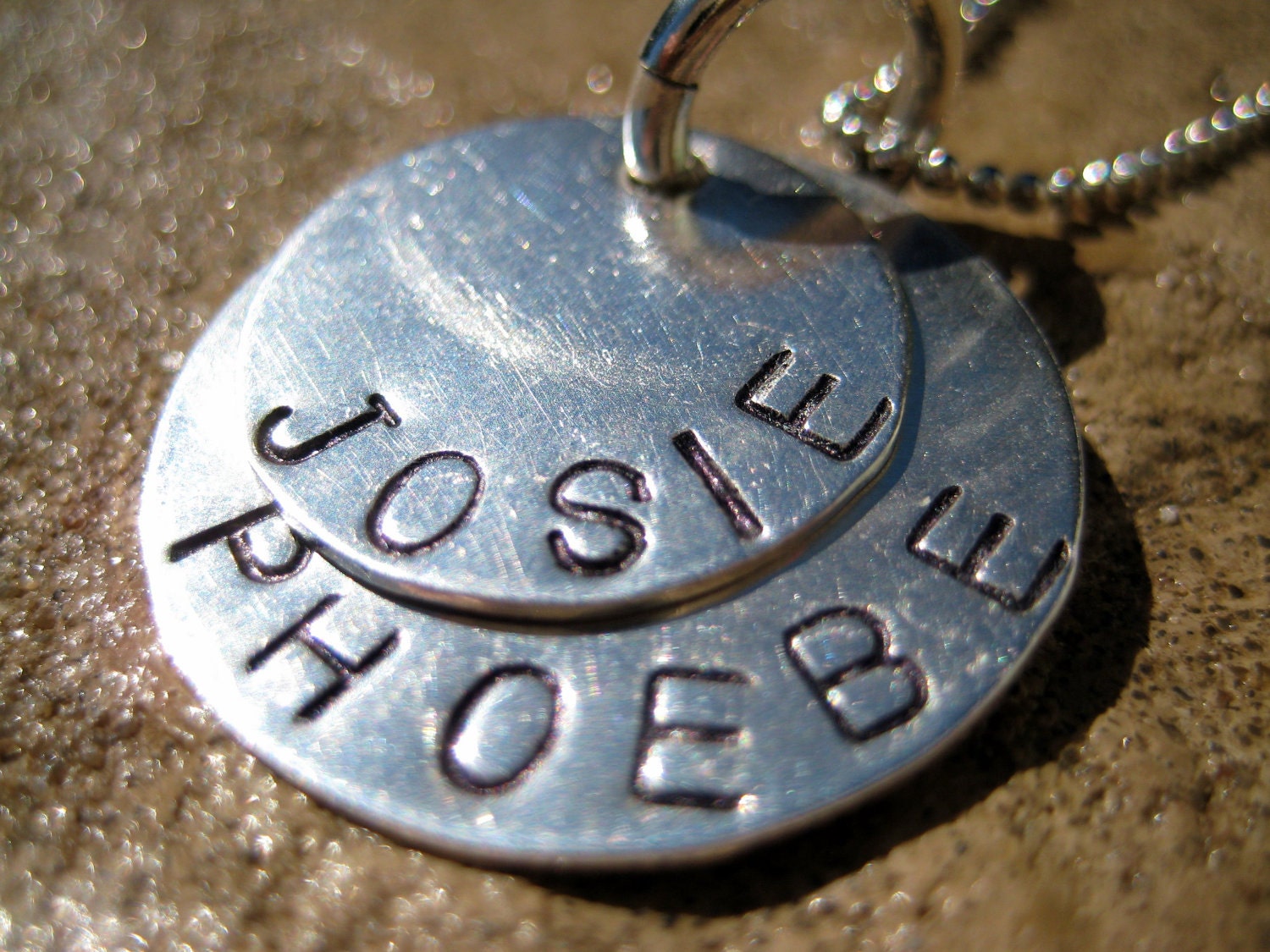 CUSTOM  2 Disk Hand Stamped Necklace