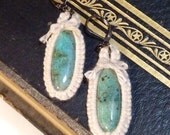 Victorian Inspired Tatted Captured Gemstone Earring