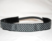 Band-It Headband .... Swiss Dot Black with Small White Polka Dots.  Will stay put and not slip.