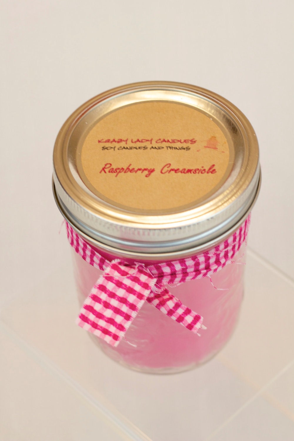 16 oz Mason Jar Soy Candle-Raspberry Creamiscle