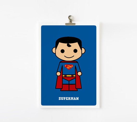 Cute superhero - Superman 5x7 art prints