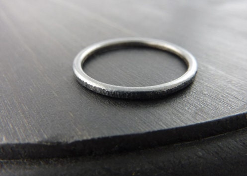 One Silver Stacker Ring - Rough Texture, Oxidized