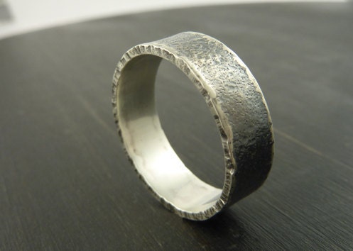Rough Around The Edges - Rustic Unisex Ring - Sterling Silver