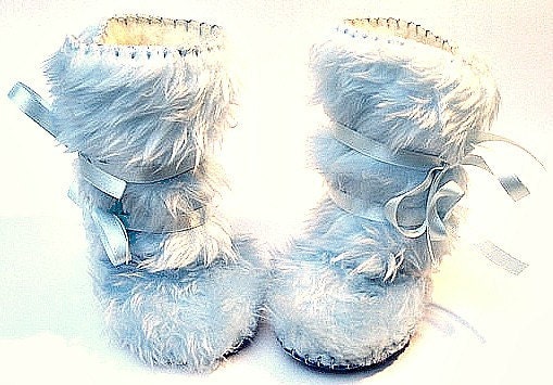 Perfect for Winter- Light Blue Fur Baby Boy Boots Mukluk Style