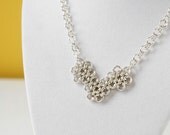 Chainmaille silver necklace flower - sterling silver chainmail for women
