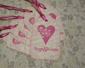 Hugs And Kisses Gift Tag - Valentine's Day, Love, Special Occasion - Hot Pink - Set of 6