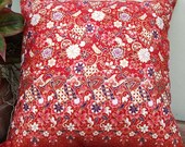 2 Pillow Covers Red and Gold  Flower Painting sofa Throw decorative pillow cushion covers 18 inches