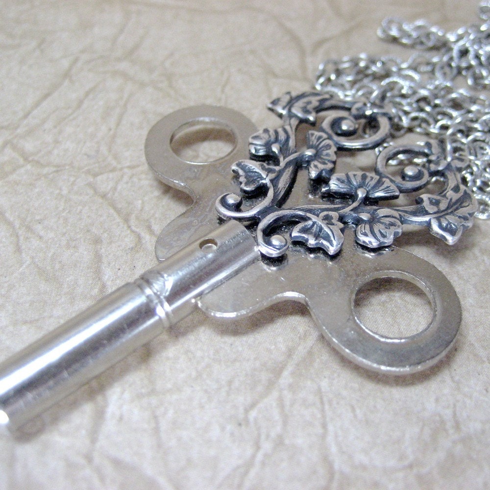 Vintage Clock Key Pendant - Steampunk and Neo Victorian Era Inspired Jewellery - Handmade and Designed by A Second Time