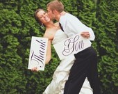 Wedding Signs, Photo Props, 2 sets of signs  Thank You and Here Comes the Bride