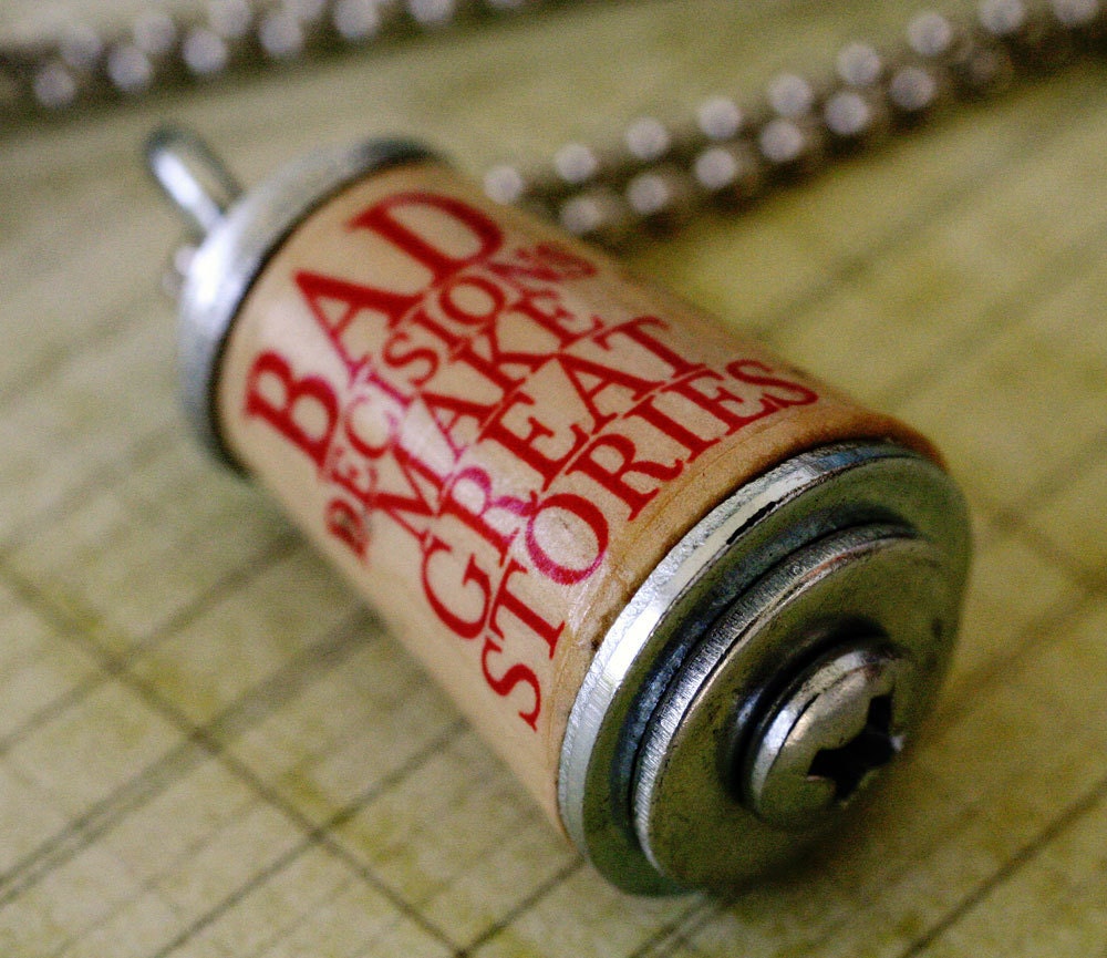 Life Lesson Necklace - Upcycled Cork Jewelry in Test Tube by Uncorked - Bad Decisions