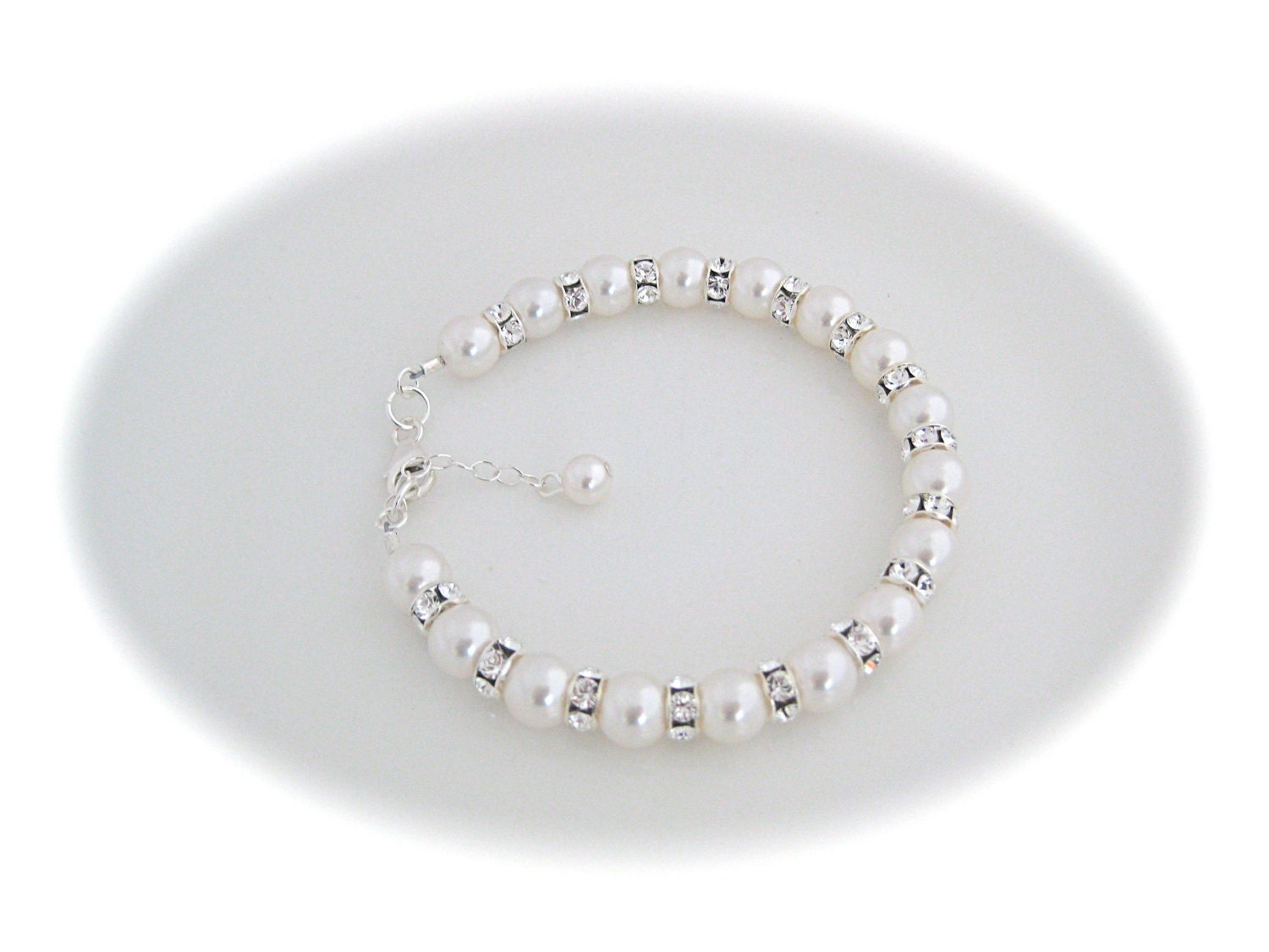 wedding bracelet - pearl bracelet - wedding jewelry - wedding pearls - rhinestones