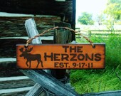 Rustic Moose Cabin Sign Family Name or Business Personalized