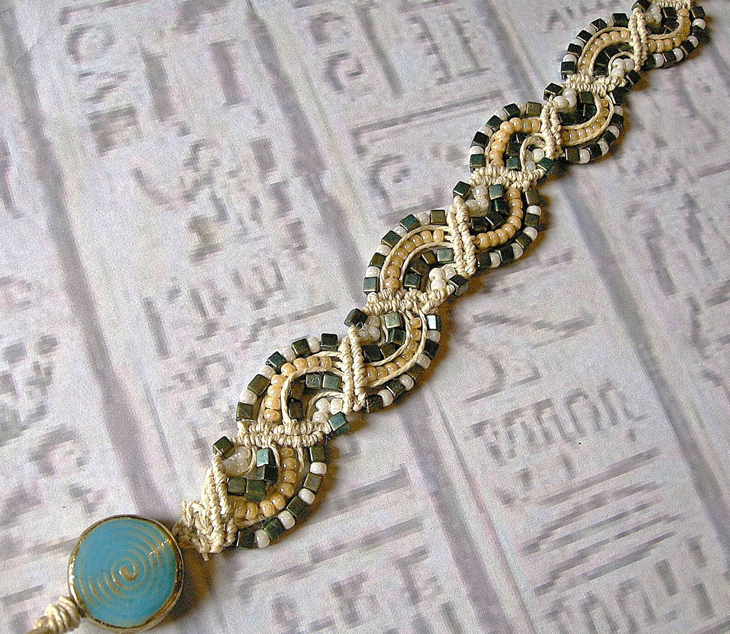 Micro macrame bracelet. Teal bracelet. Hemp bracelet. Micromacrame jewelry..
