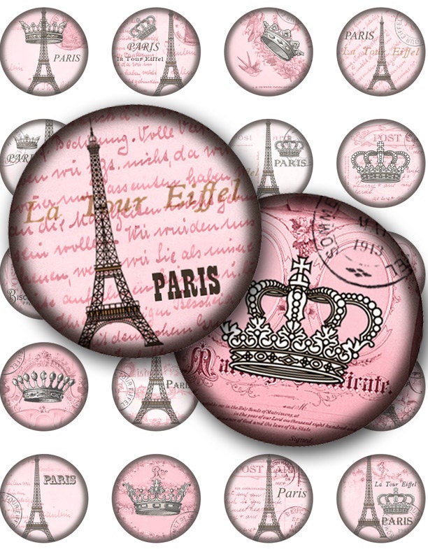 Vintage Paris Eiffel tower Winter Rose. Crowned Eiffel tower. Bottle Cap 1 inch Circle image Digital Collage Sheet Printable download 8314