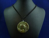 Green Resin Cthulhu Cameo Necklace - Polymer Clay Lovecraft Jewelry