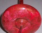 Drop Spindle, Handmade Wooden Red with Gold highlights,  Top Whorl, Notched for ease of spinning, 11" rod