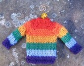 Hand Knit Rainbow Sweater Ornament