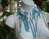Blue T Shirt upcycled necklace