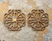 Trinity Brass 2 Trinity Vintage Patina Rounded Square Filigrees - Connectors - LOW SHIPPING