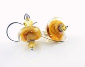 Solar Power Earrings. Handmade Sterling Silver & Yellow Lampwork Glass Dangle Earrings