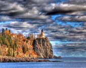 Split Rock Lighthouse w/ storm clouds, MN North Shore - 16x20 Fine Art Print