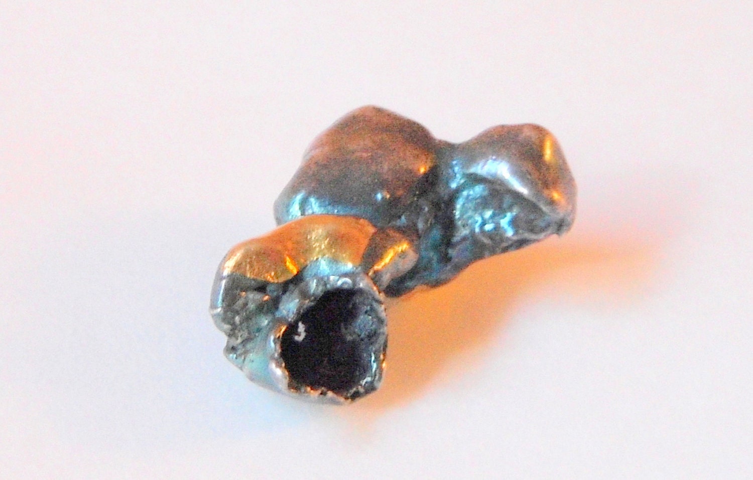 Fine Silver and Gold Fairy Pod hollow Precious Metal Clay bead for jewelry or art